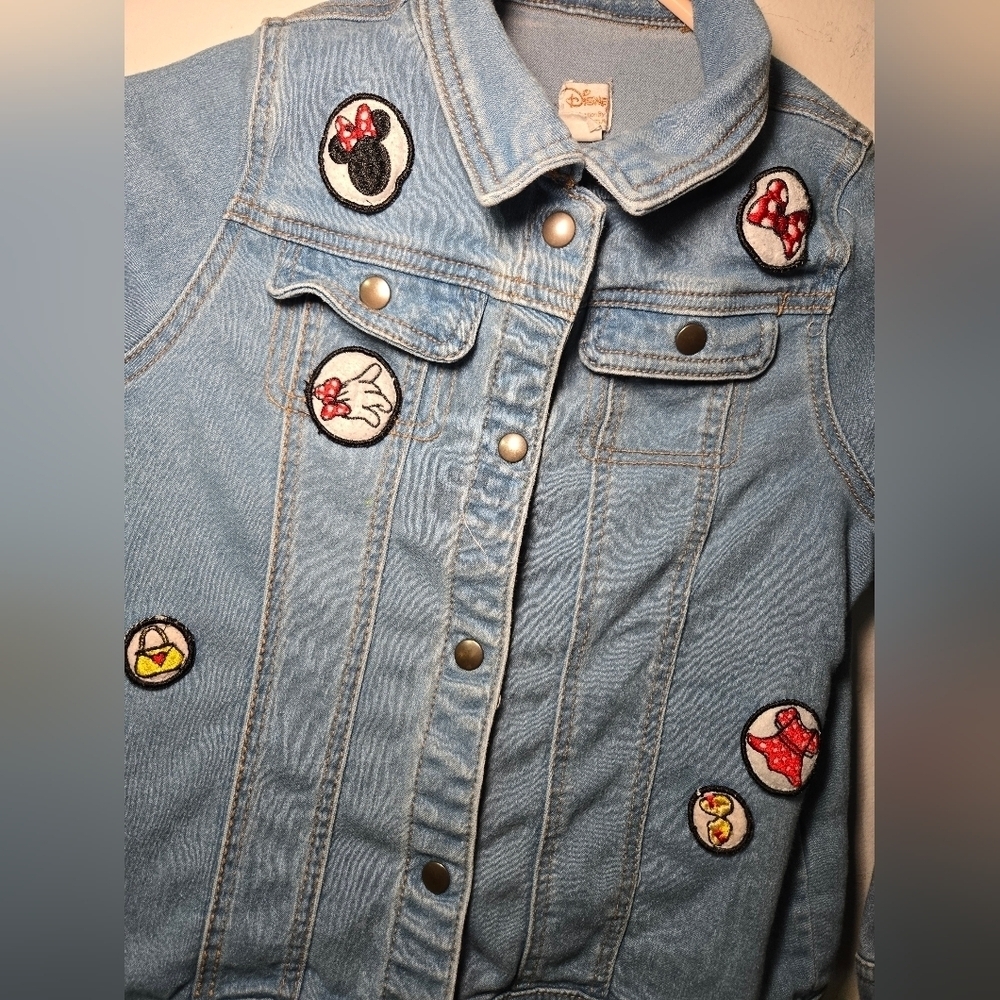 Disney Minnie Mouse Denim Jean Jacket Collection by Tutu Couture Girls Size 10 - Picture 3 of 5